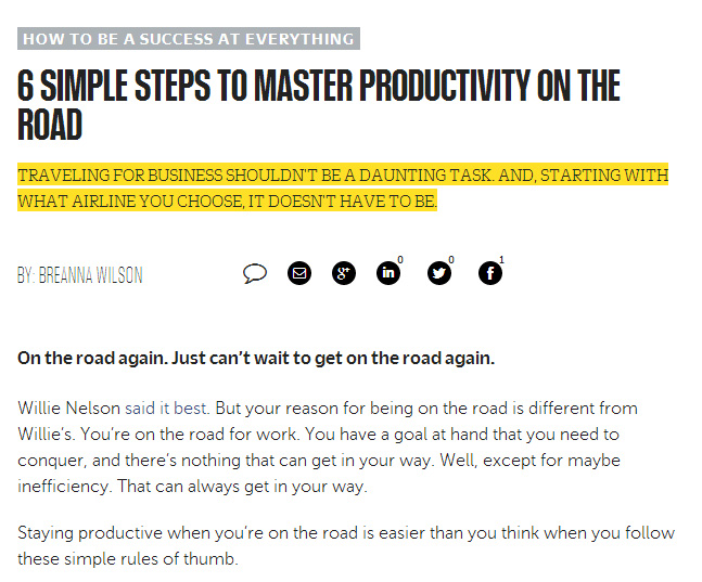 6 SIMPLE STEPS TO MASTER PRODUCTIVITY ON THE ROAD